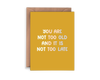 You Are Not Too Old and It Is Not Too Late