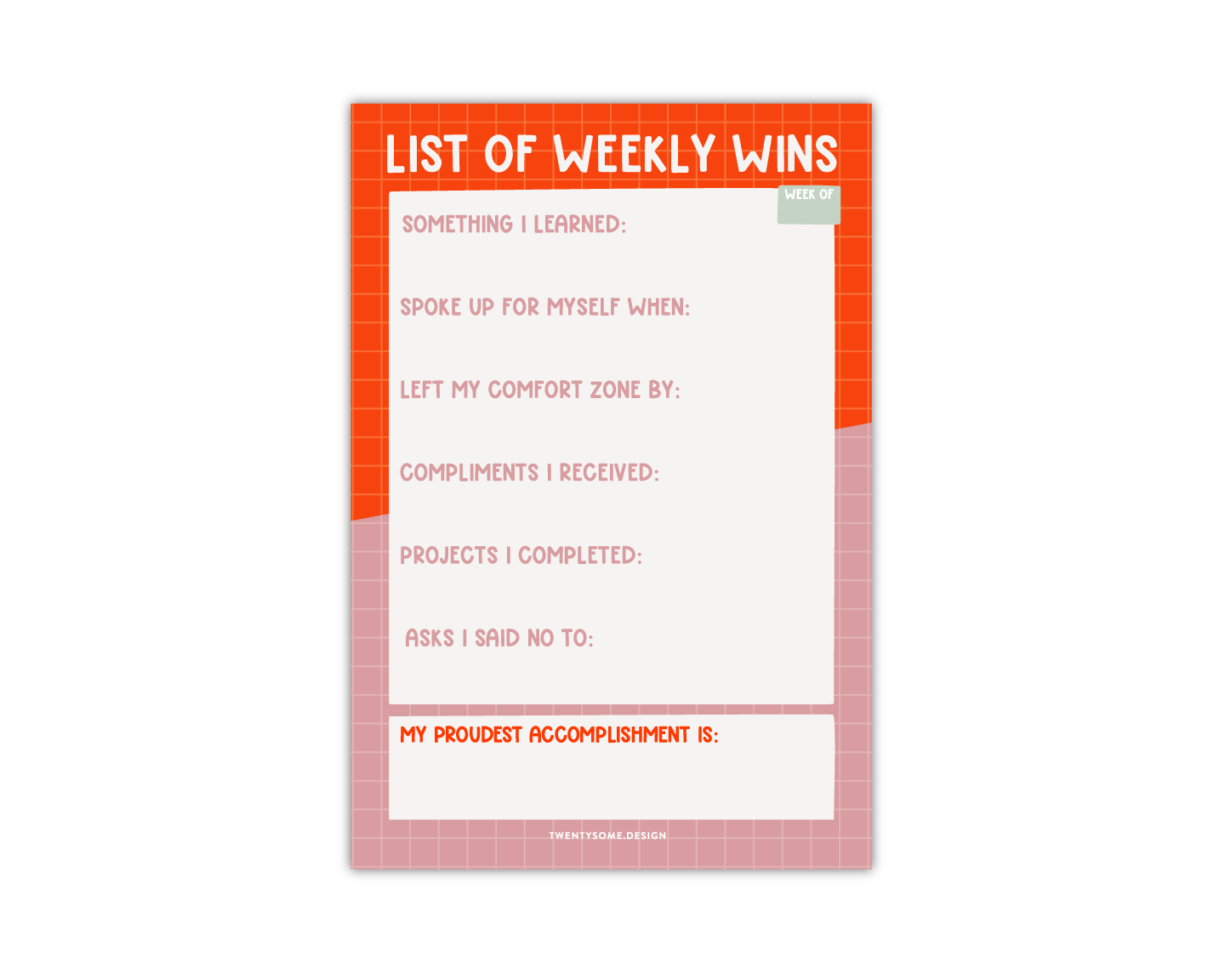 List of Weekly Wins Notepad