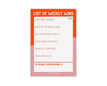 List of Weekly Wins Notepad