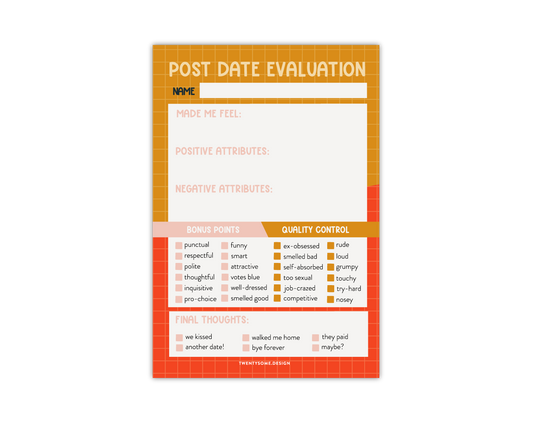 Post Date Evaluation Notepad